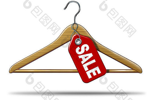 服装出售服装悬挂器红色的价格标签挂象征零售购物商品图标商业纺织行业业务白色背景