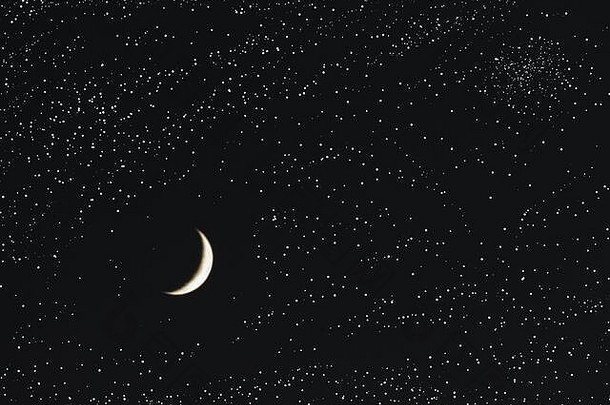 月亮星星黑暗晚上