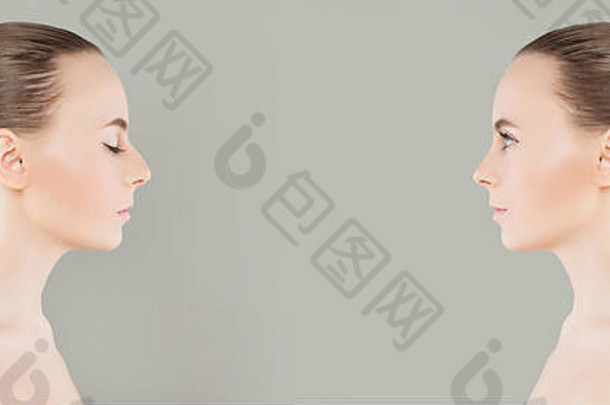女鼻子化妆品手术修整鼻整形术美美容概念