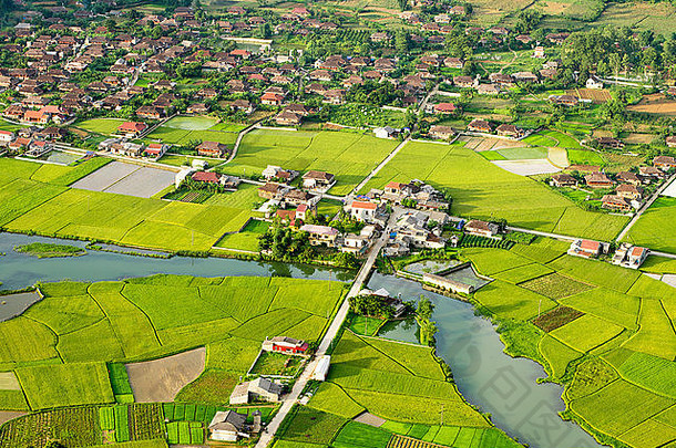 空中视图住宅区域巴克儿子谷只儿子越南