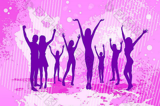 跳舞粉红色的色彩斑斓的跳舞横幅人人群