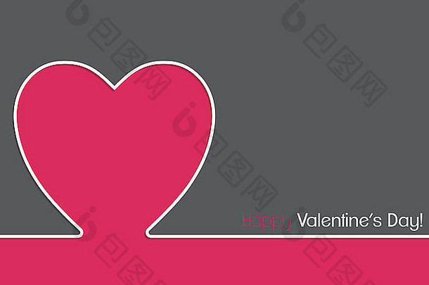 简单的情人节卡设计粉红色的心形状