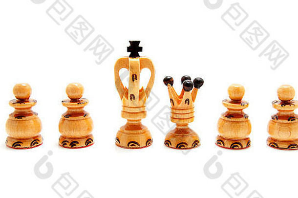 王女王国际象棋兵孤立的白色背景