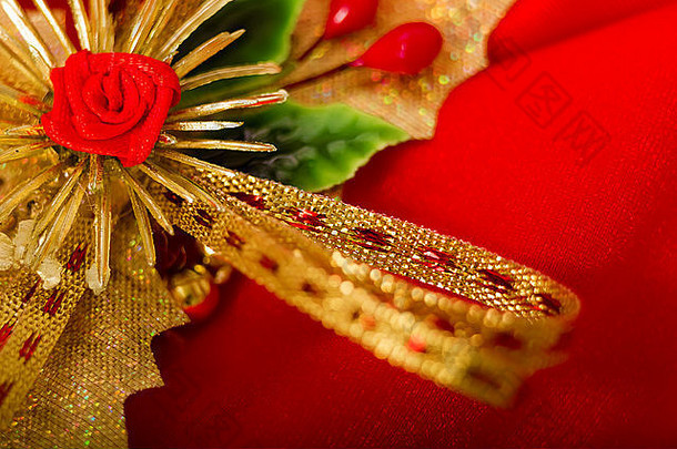 圣诞节卡红色的布假期装饰