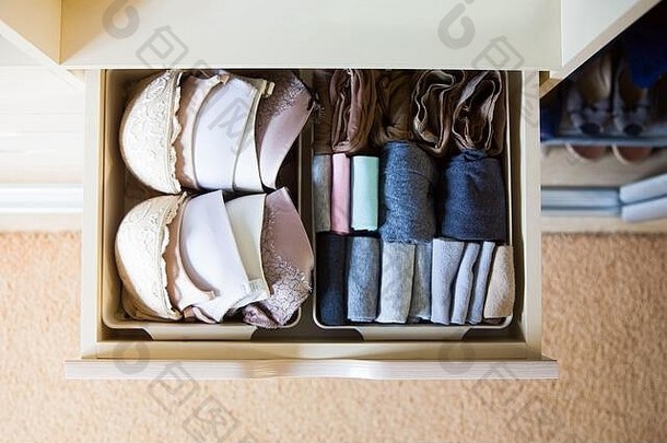 抽屉里衣橱存储内衣袜子胸罩垂直日本存储系统