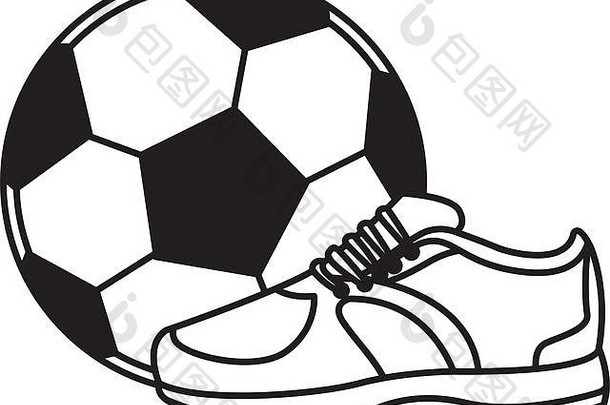 足球气球运动鞋图标黑色的白色
