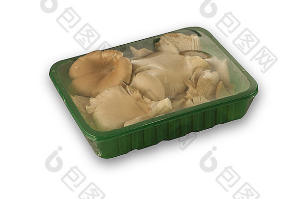 有机包牡蛎蘑菇孤立的白色