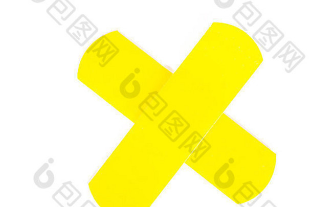 黄色的胶粘剂绷带形状