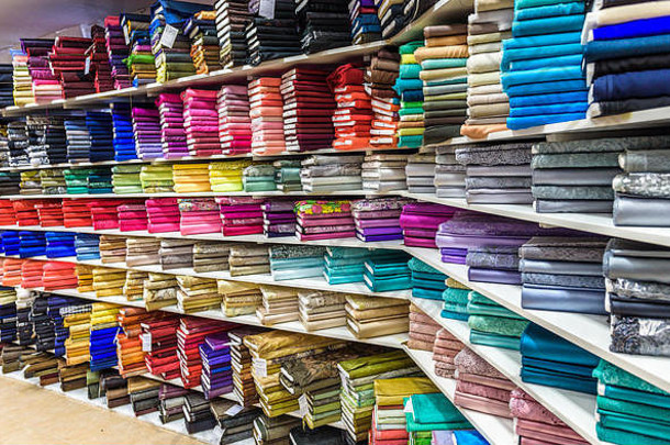 卷织物纺织品工厂商店多颜色模式市场