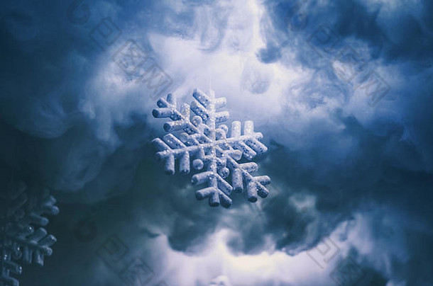 雪花背景冷冬天圣诞节背景雪花冬天装饰蓝色的音调
