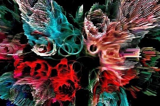 电脑生成的插图摘要艺术混乱彩色的迷幻分形魔法colorography