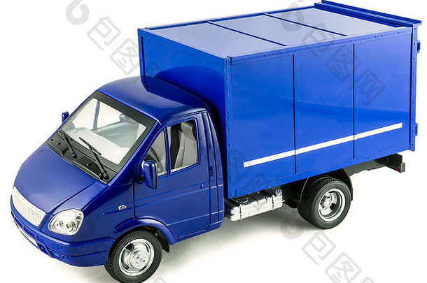蓝色的邮件卡车玩具车孩子们的玩具塑料大车孤立的白色<strong>背景</strong>