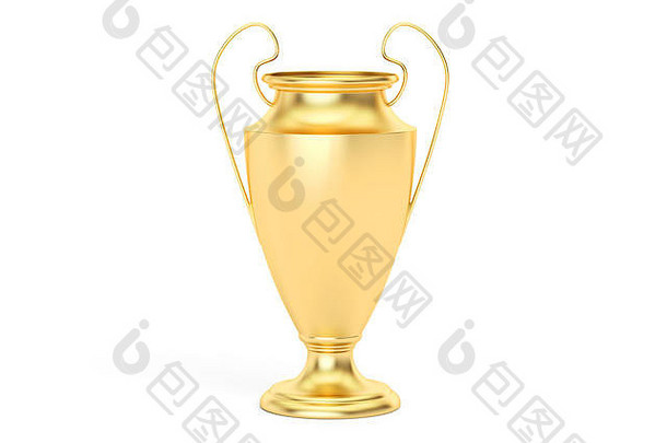 黄金奖杯杯奖呈现孤立的白色背景