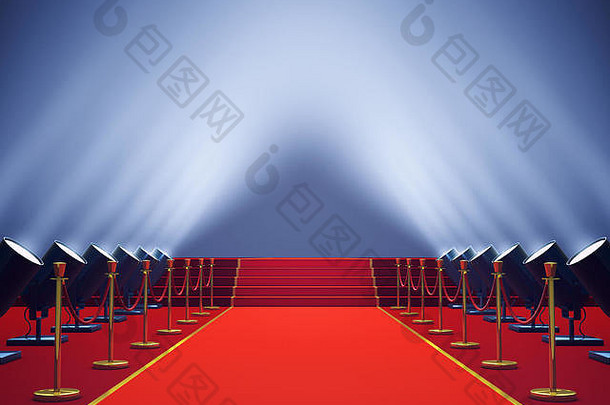 红色的地毯聚光灯奖仪式贵宾事件
