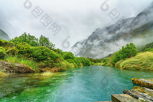 木桥绿松石水河山雨格特鲁德谷注意南国新西兰