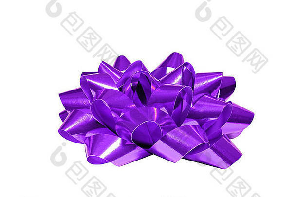 紫色的弓孤立的白色背景圣诞节生日周年纪念日情人节礼物
