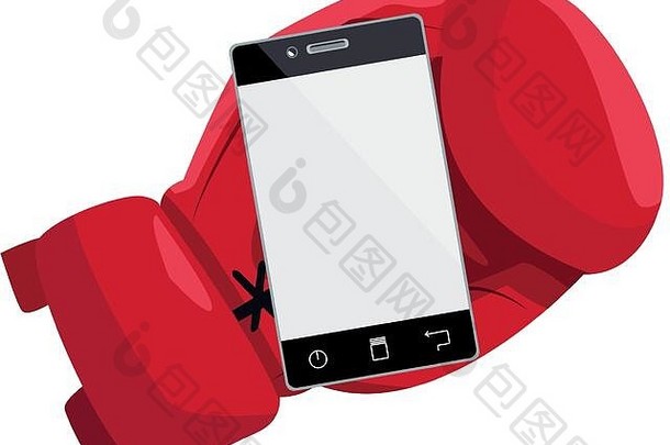 拳击手套智能手机图标色彩斑斓的设计