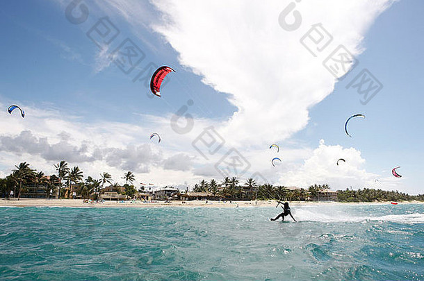 风筝登机风筝海滩多米尼加共和国