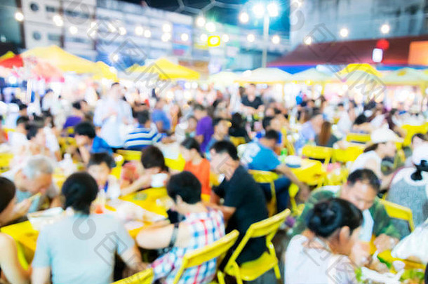 模糊街食物著名的旅游吸引力泰国人吃幸福的华欣市场主要旅游目的地