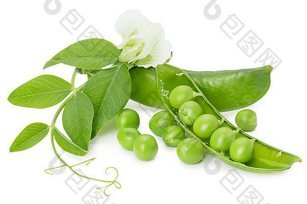 绿色豌豆孤立的白色背景