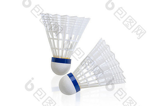 羽毛球羽毛球体育货物球孤立的白色背景