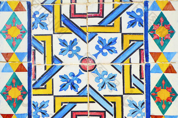 细节传统的瓷砖外观房子装饰瓷砖valencian传统的瓷砖花点缀