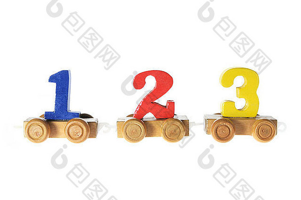 木玩具火车车厢数字