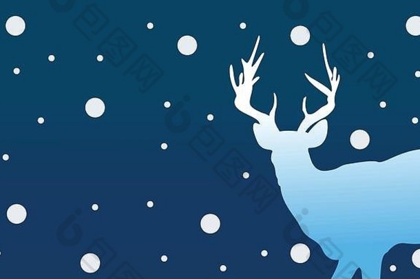 轮廓鹿圣诞节冬天