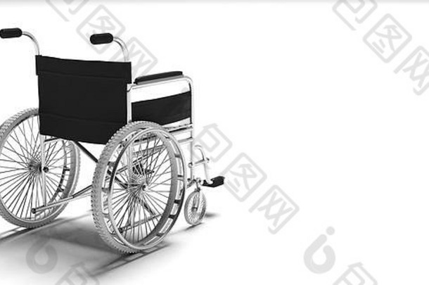 轮椅空孤立的白色背景复制空间视图插图