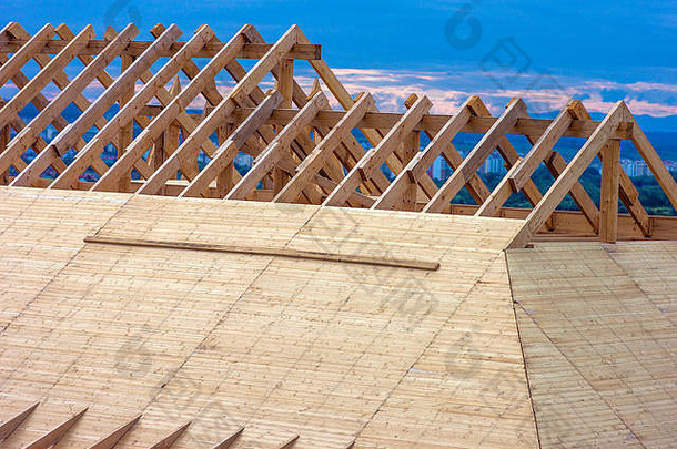 屋面建设木屋顶框架房子建设