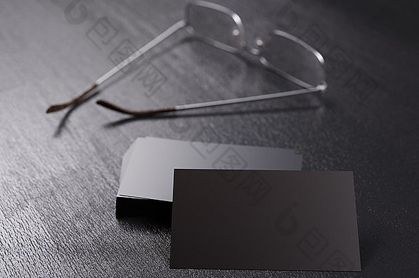 包清晰的黑色的企业身份业务卡片眼镜背景