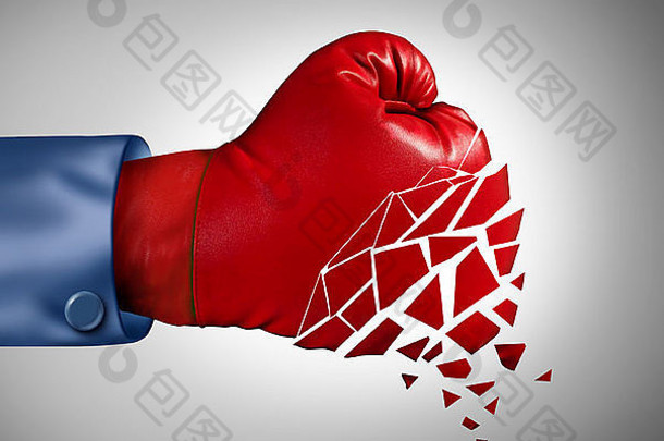 失败的策略业务概念红色的拳击手套下降比喻失去战斗精神崩溃