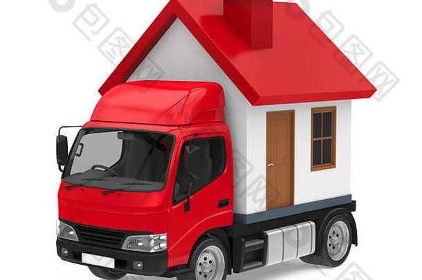 卡车房子孤立的移动房子概念