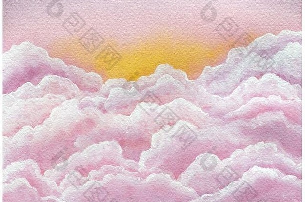 摘要Cloudscape背景粉红色的紫色的色调难看的东西水彩粉红色的摘要背景白色毛茸茸的云