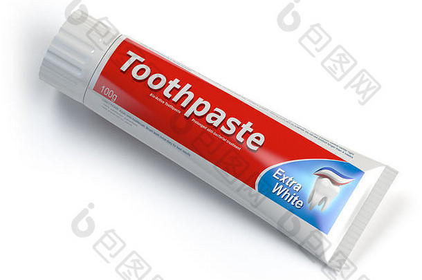 ttoothpaste容器白色孤立的背景插图