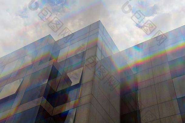 玻璃建筑窗户外观运动模糊棱镜摘要光谱颜色反射