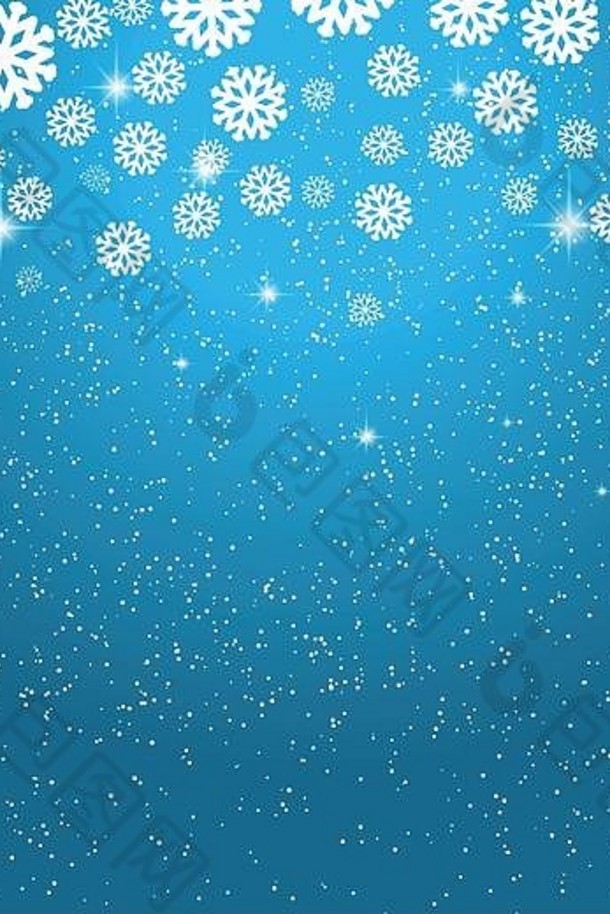 庆祝蓝色的冬天背景雪花星星圣诞节设计