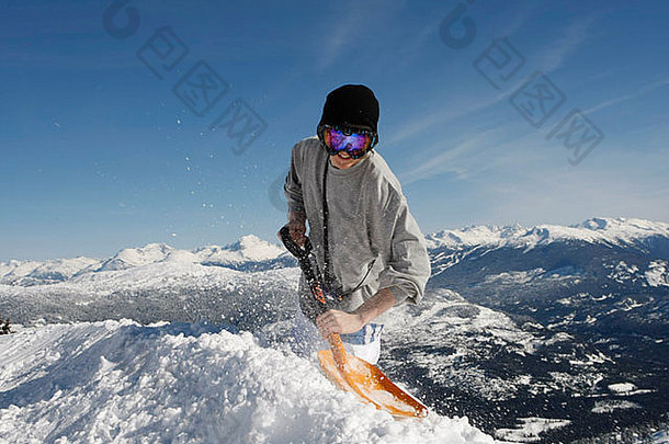 滑雪铲雪建筑爱发牢骚的人跳