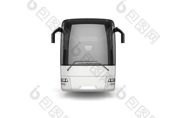 前面视图公共汽车模拟白色背景插图