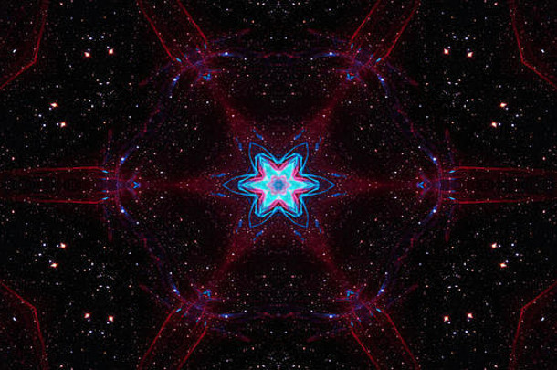 摘要色彩斑斓的闪亮的催眠概念对称的模式观赏装饰万花筒运动几何圆明星形状