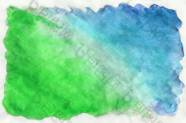 色彩斑斓的蓝色的绿色绿松石水彩湿刷油漆液体背景壁纸卡水瓶座明亮的颜色摘要手画纸发短信