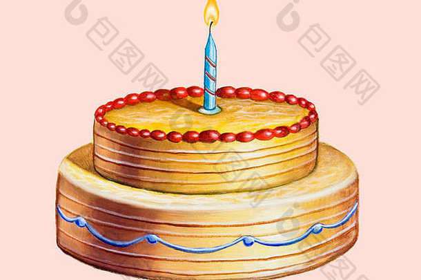 生日蛋糕手画插图