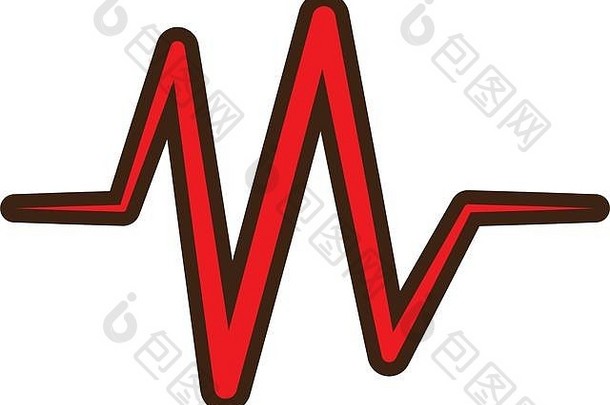 红色的心脉冲节奏图标