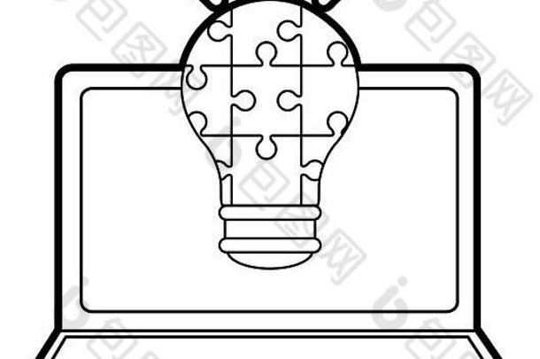 灯泡使谜题块团队合作概念图像