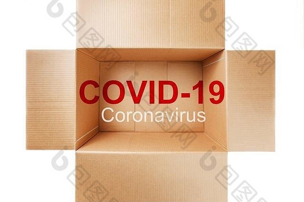 冠状病毒流感大流行标签科维德内部交付服务纸板盒子