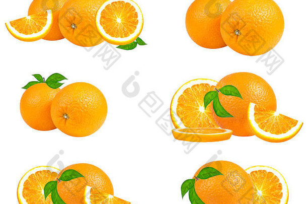 橙子孤立的白色背景