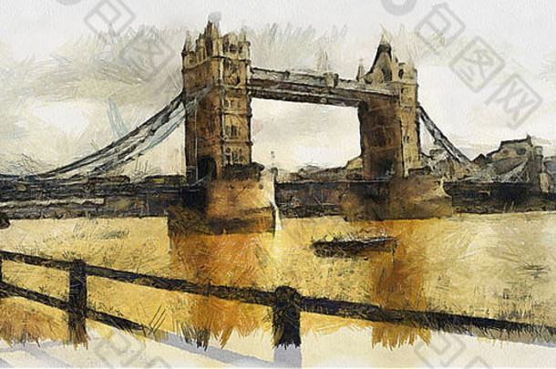 伦敦桥绘画帆布纸印刷
