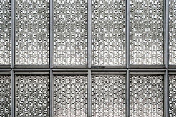 外观银玻璃面板灰色颜色帧反映金属梯度纹理
