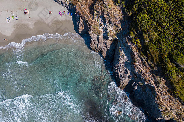 空中视图海滩海海湾aliso帽corse科西嘉岛法国