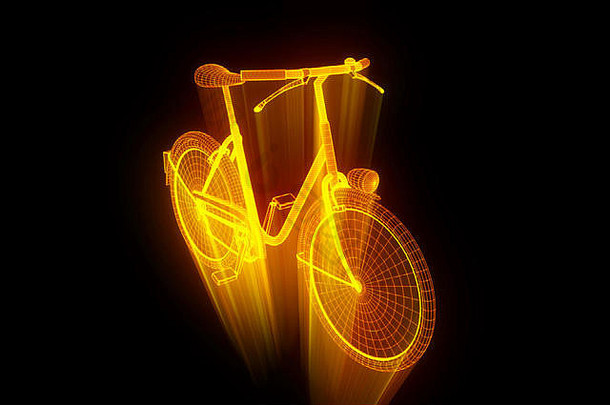 自行车自行车全息图线框风格不错的呈现
